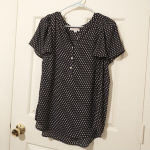 Loft Black Ditsy Floral Blouse